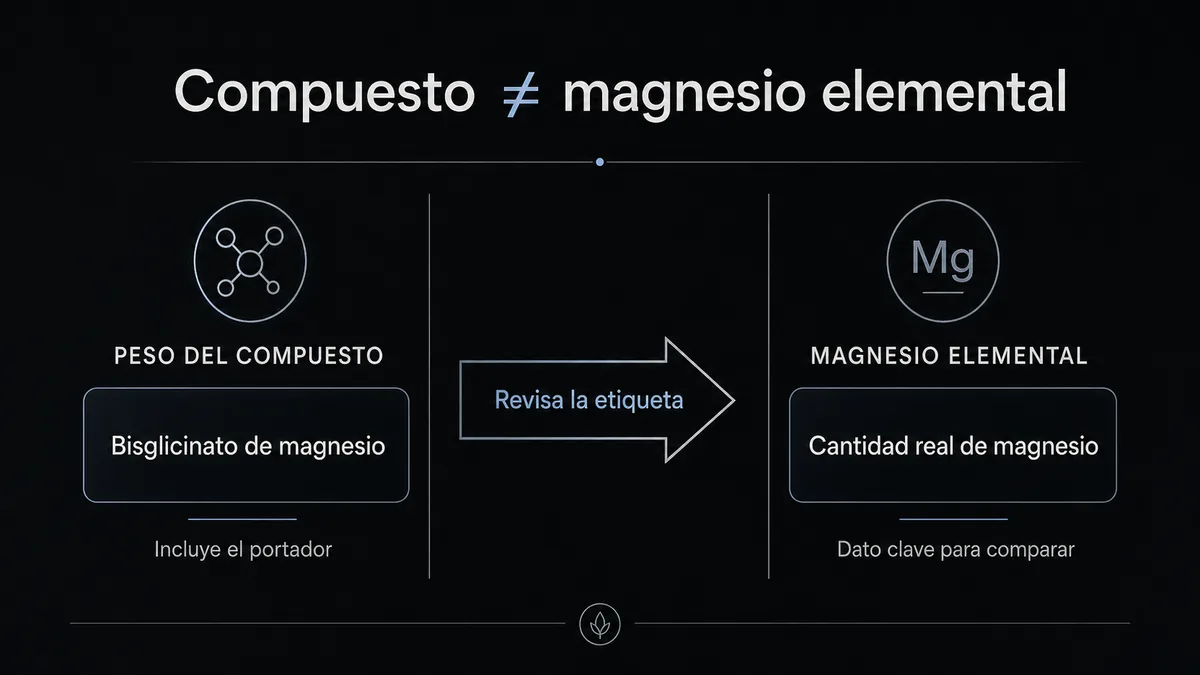 Diferencia entre peso del compuesto de magnesio y magnesio elemental real aportado