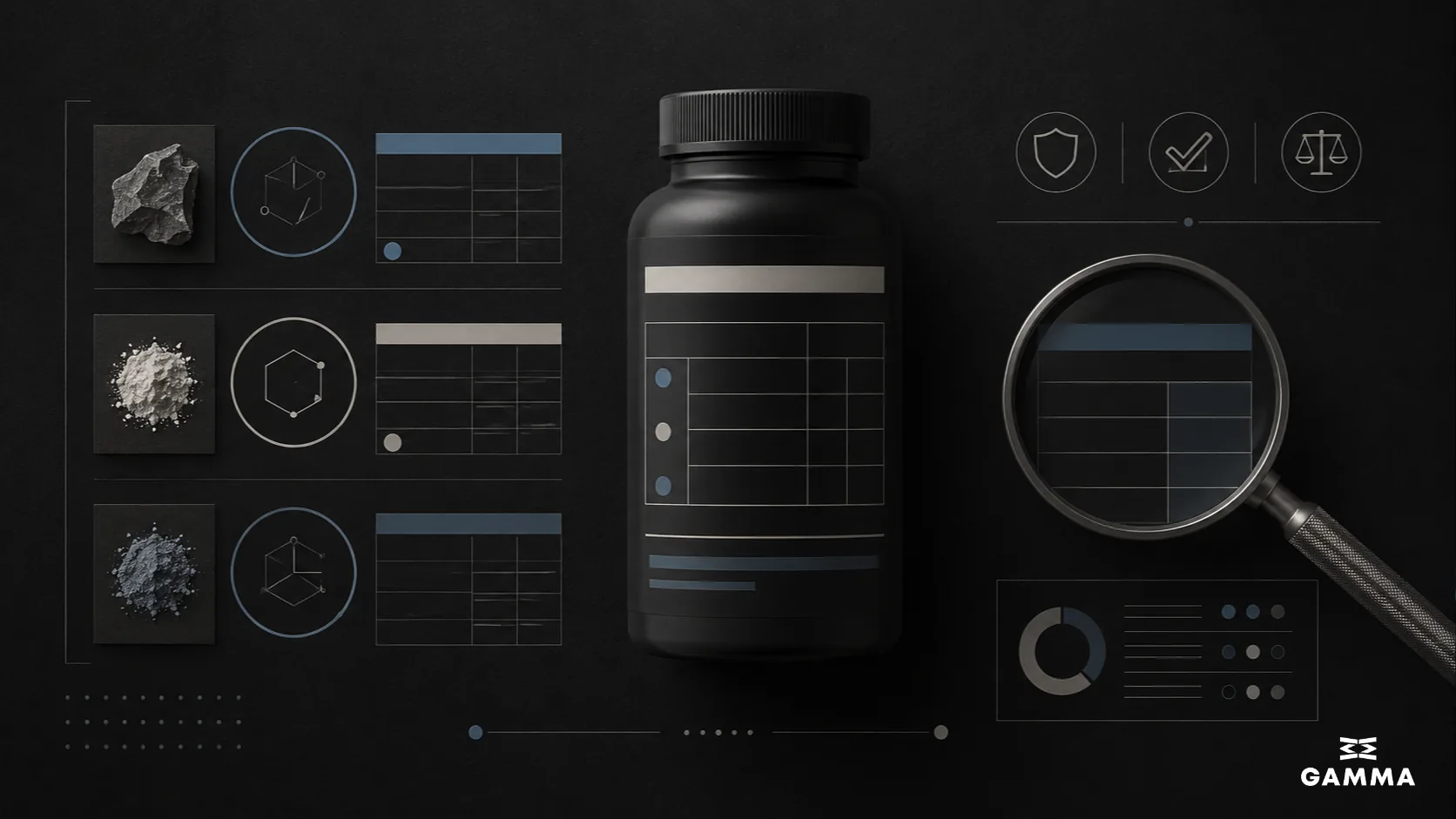Imagen editorial de magnesio, zinc y vitamina B6 en una fórmula